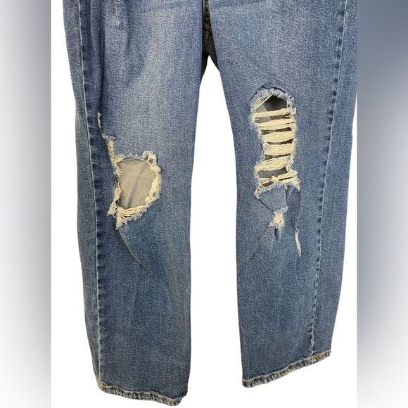 Wild Fable Denim Blue Distressed Five Pocket Highest Rise Straight Size 10 - Picture 7 of 9